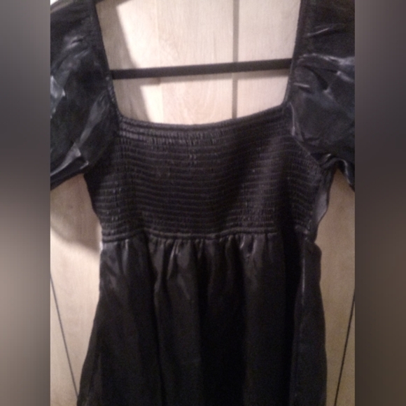 Dark Romance Fairycore Black Puffy Baby Doll Short Sleeve Tea Dress LARGE - Picture 10 of 12